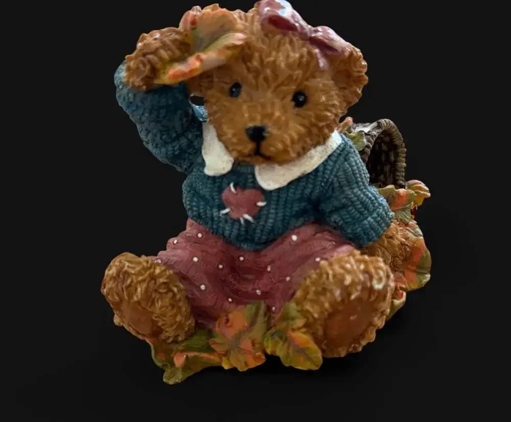 Set of 3 Vintage Resin Bear Figurines Including Hiking Bear, Writing Bear, and A